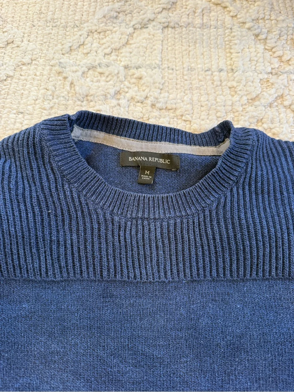 Banana Republic 100% Cotton Men's Navy Crewneck Sweater, Size M